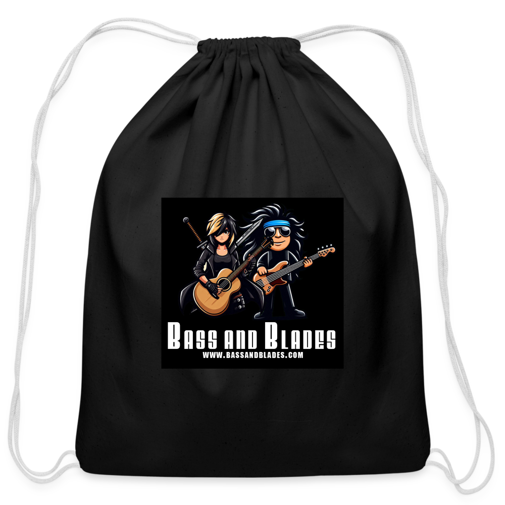 BASS AND BLADES Cotton Drawstring Bag - black