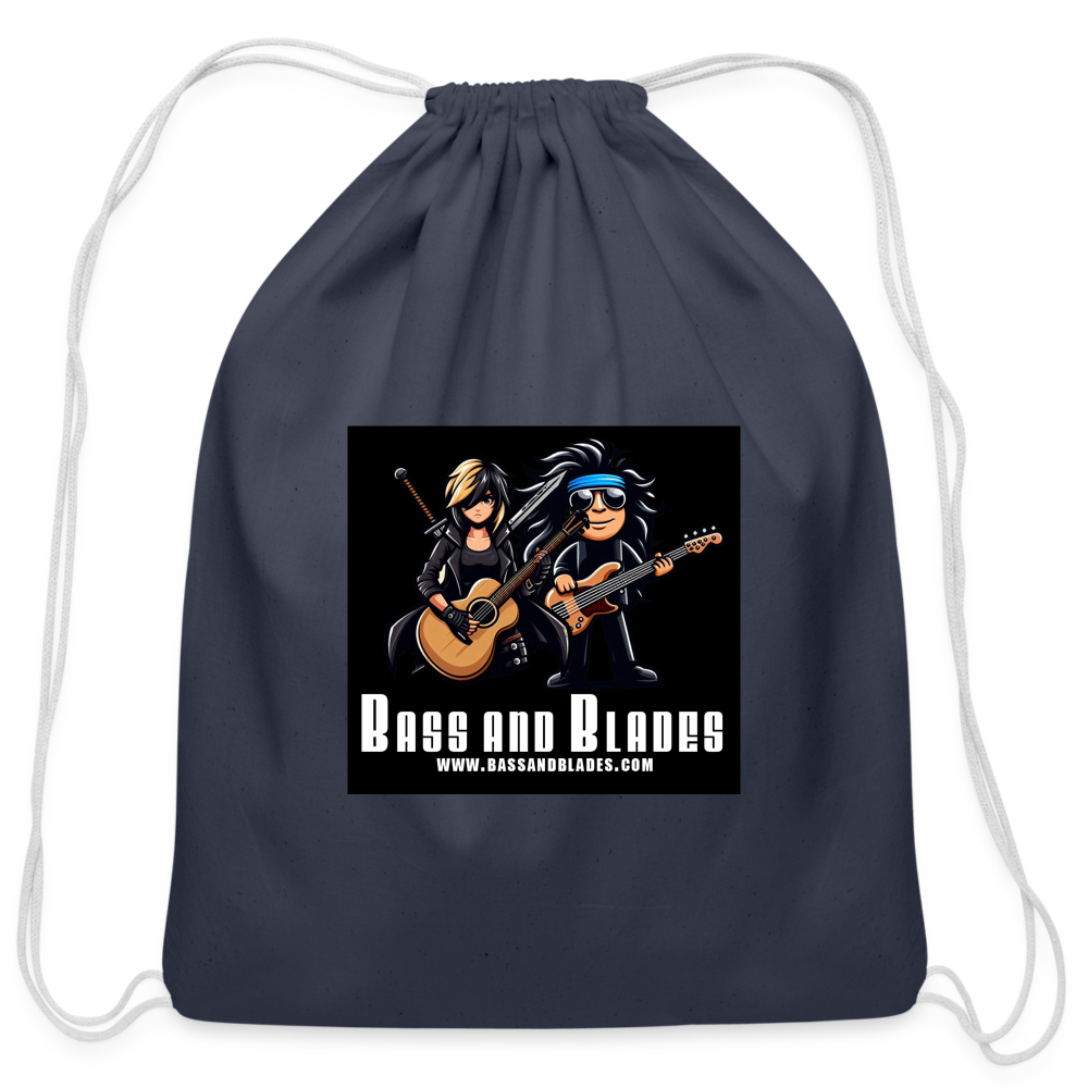 BASS AND BLADES Cotton Drawstring Bag - navy