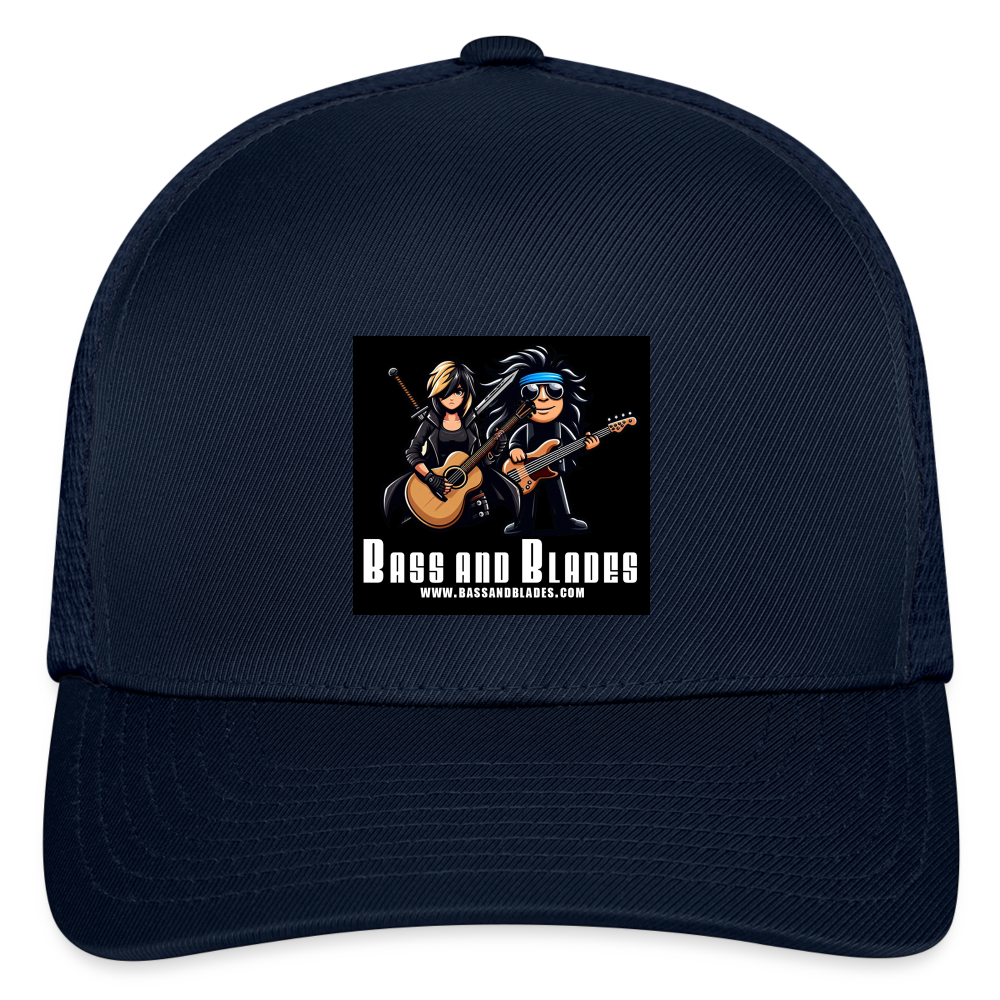 BASS AND BLADES Flexfit Fitted Baseball Cap - navy