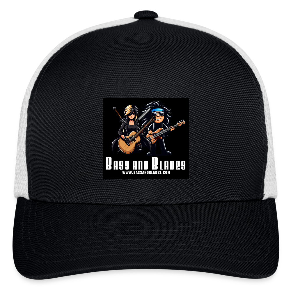 BASS AND BLADES Flexfit Fitted Baseball Cap - black/white