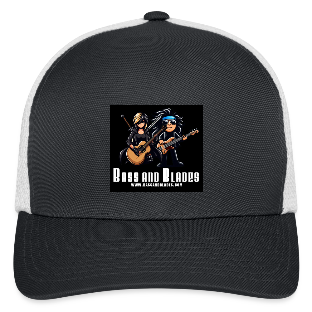 BASS AND BLADES Flexfit Fitted Baseball Cap - dark gray/white