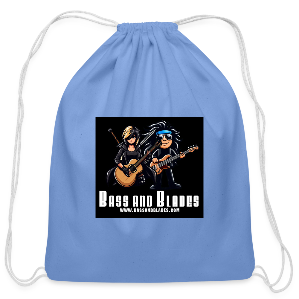 BASS AND BLADES Cotton Drawstring Bag - carolina blue