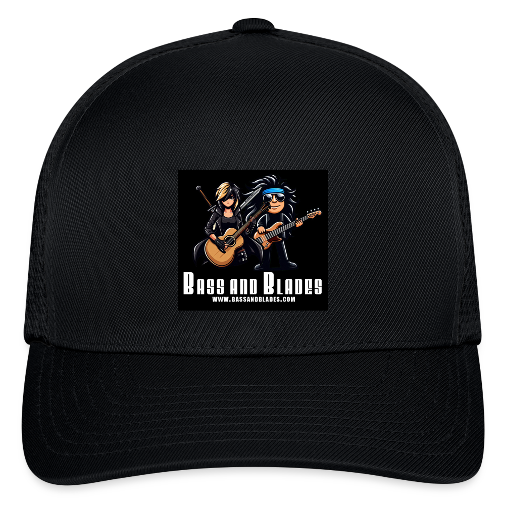 BASS AND BLADES Flexfit Fitted Baseball Cap - black