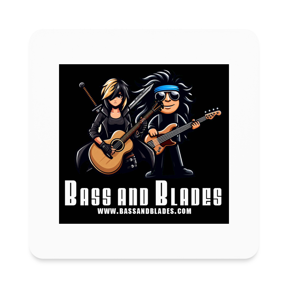 BASS and BLADES Square Magnet - white