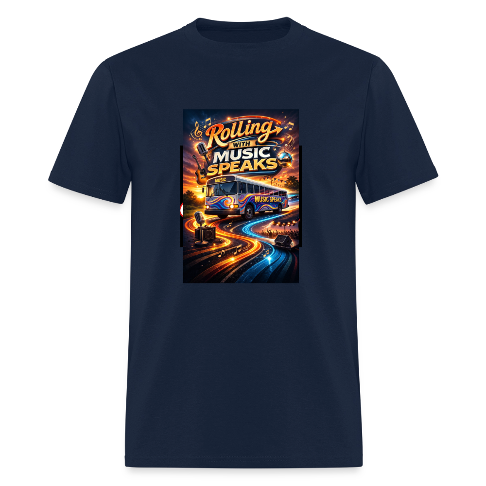2026 Rolling with Music Speaks Men's T-Shirt | GILDAN 5000 - navy