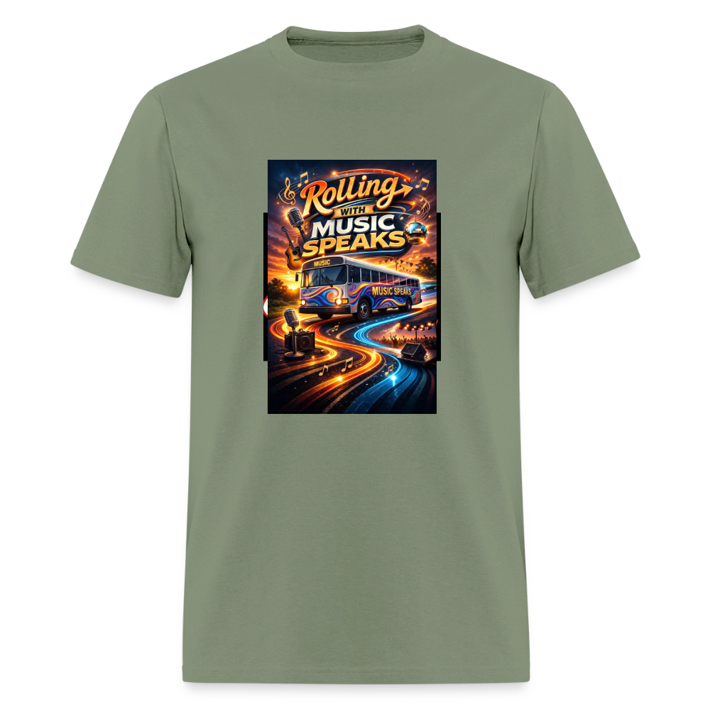2026 Rolling with Music Speaks Men's T-Shirt | GILDAN 5000 - military green